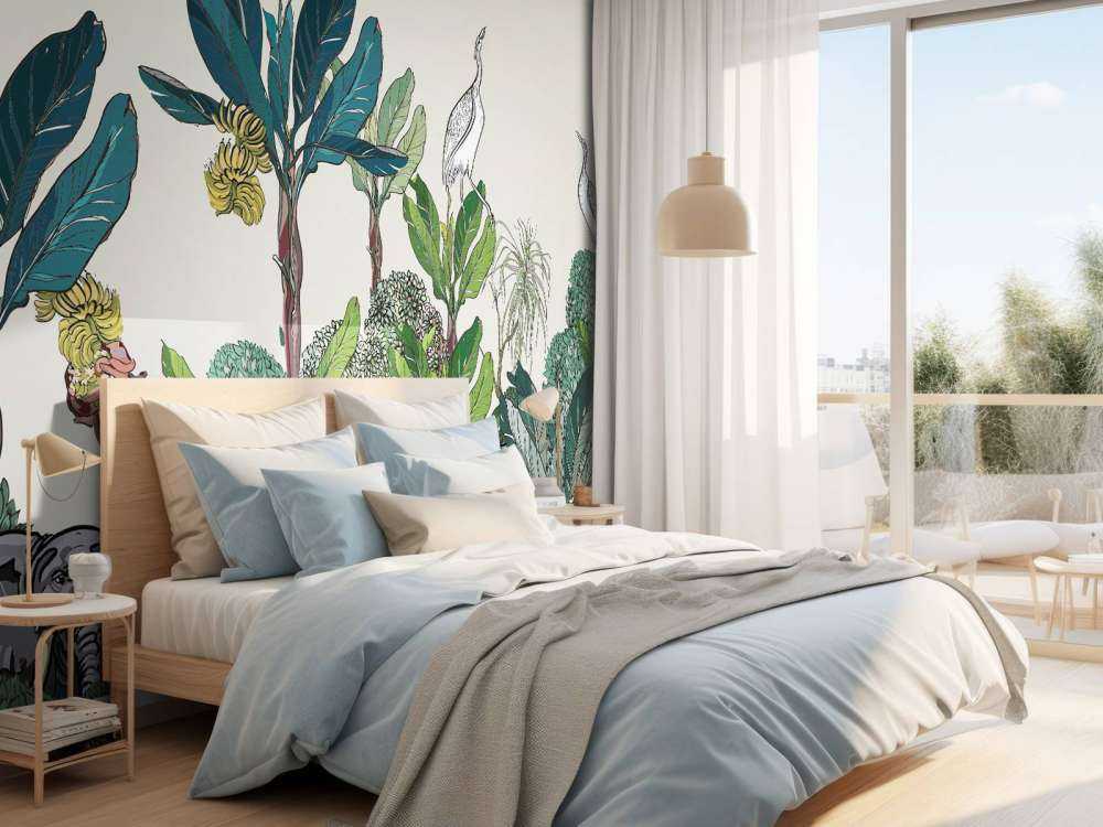 Djungel panorama med djur