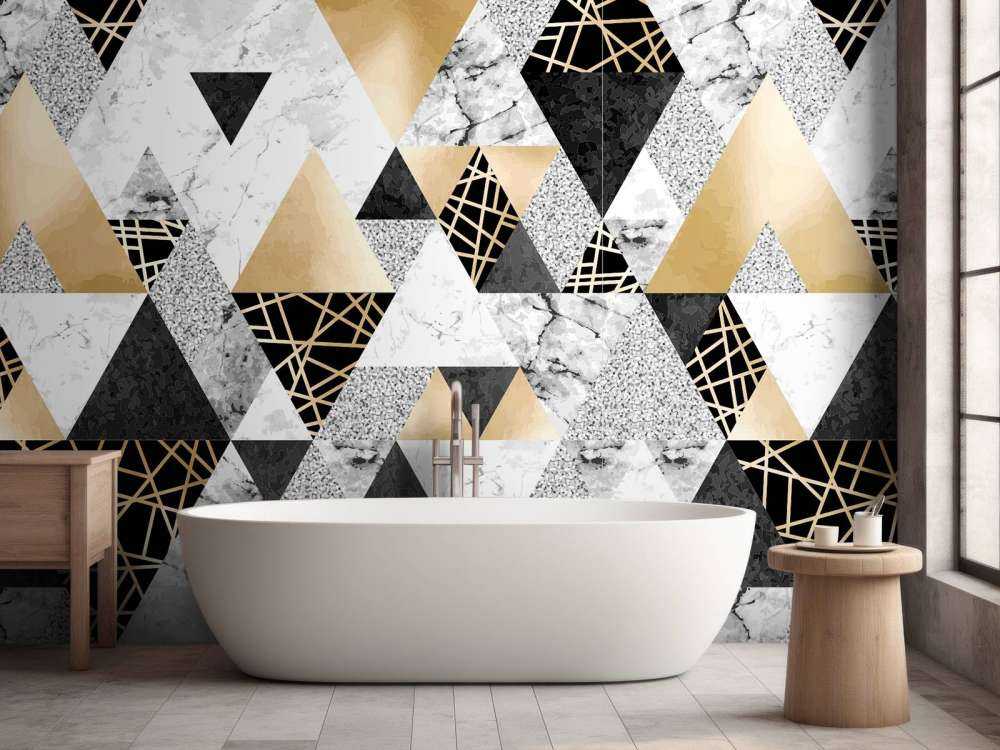 Marmor trianglar med guld