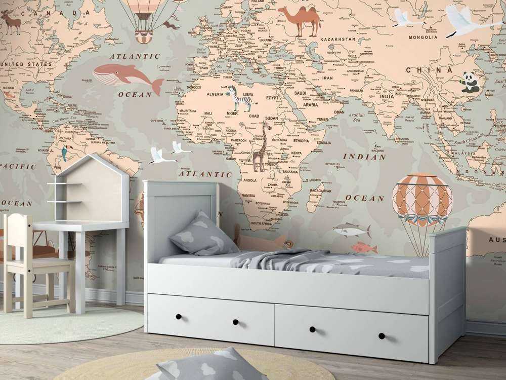 Beige världskarta