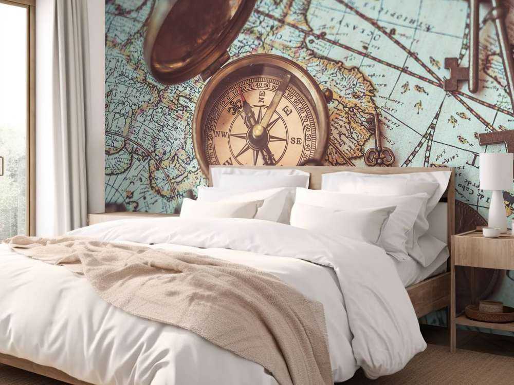 Vintage världskarta med kompass