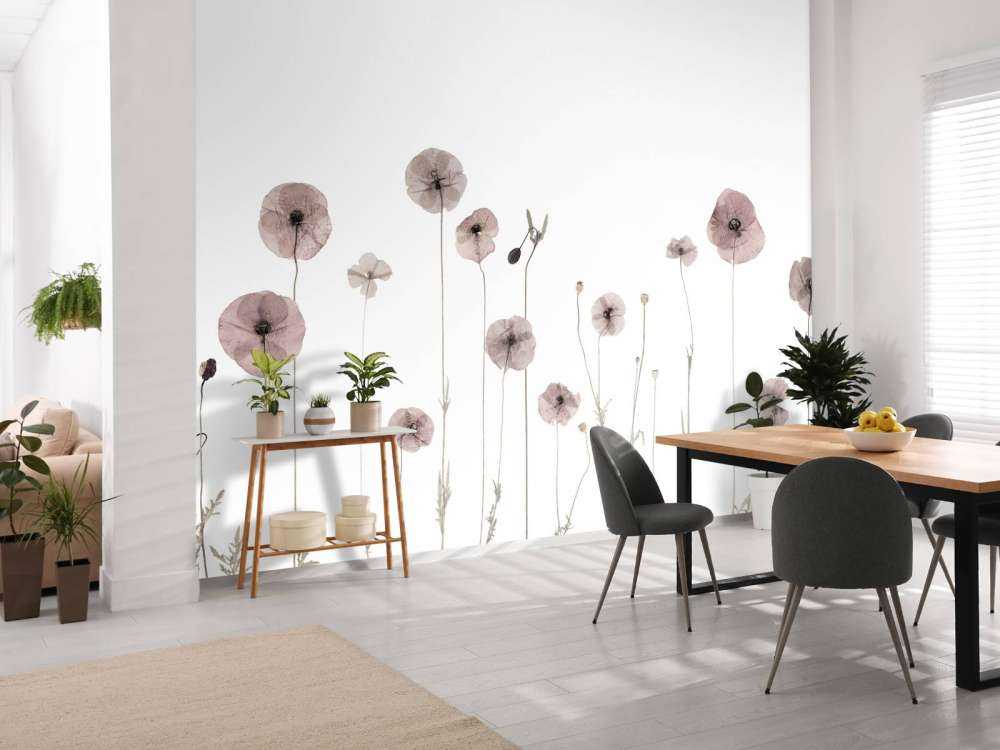 Vallmo blomma fält vintage