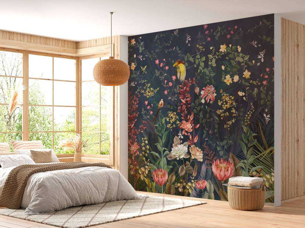 Djungelblommor och fåglar