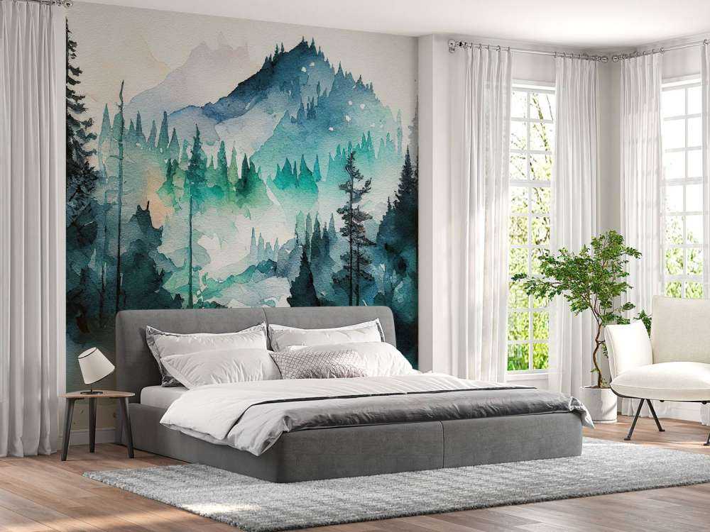 Skog i akvarellfärger