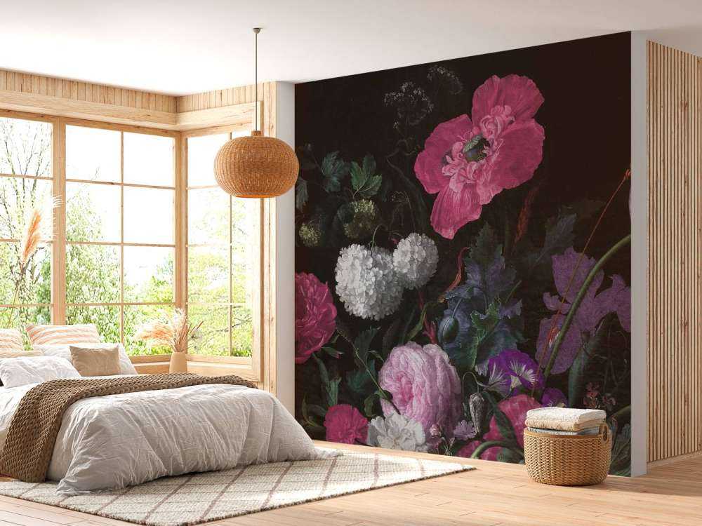 Stilleben med barockblommor - stämningsfull rosa