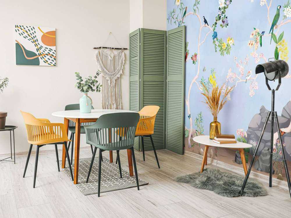 Fåglar i trädgården Blå panorama