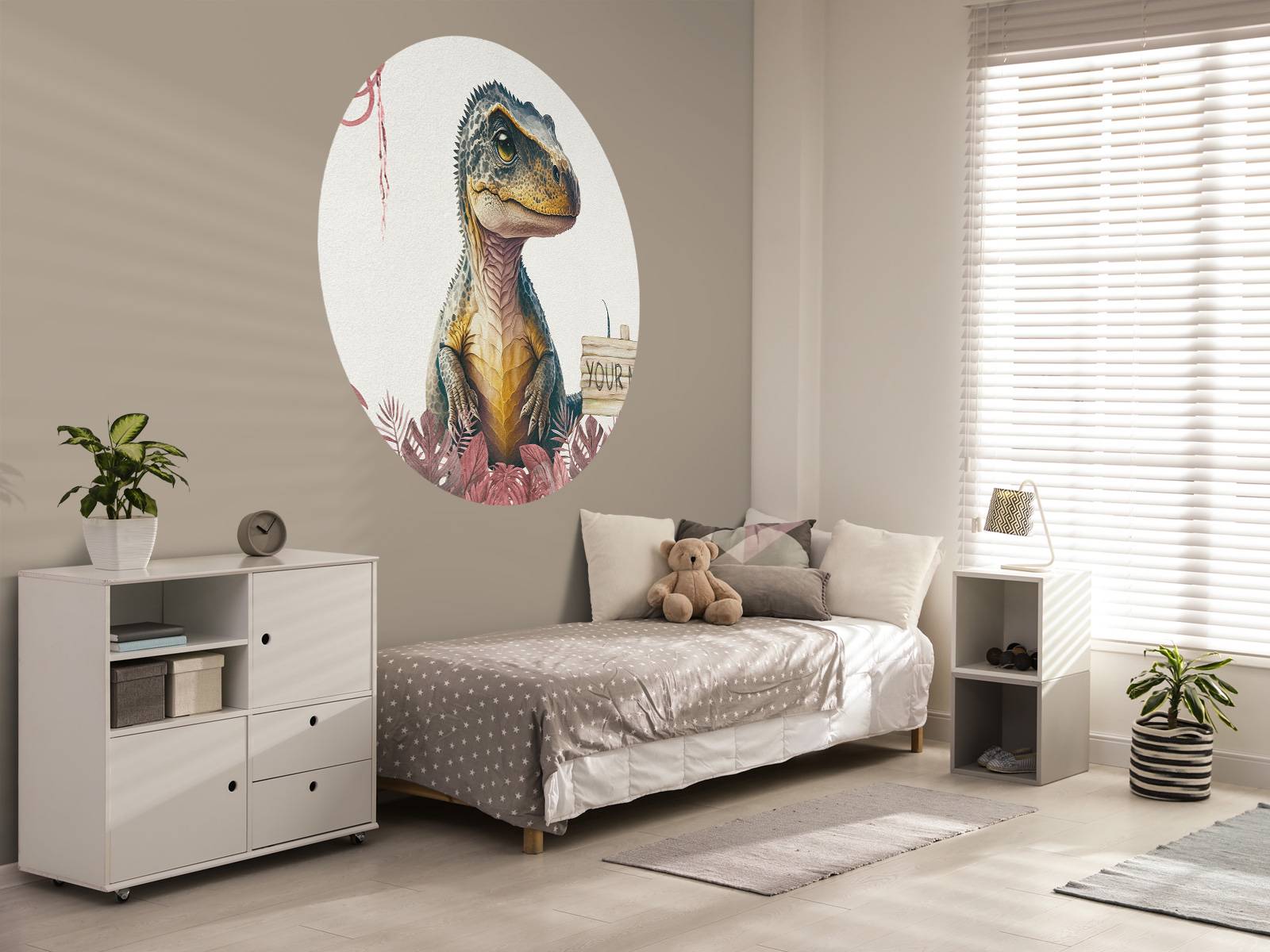 Baby t-rex i den rosa djungeln