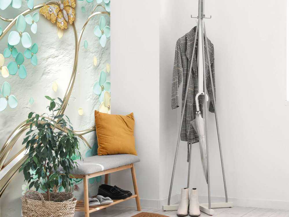 Gyllene fantasiträd med gröna blommor