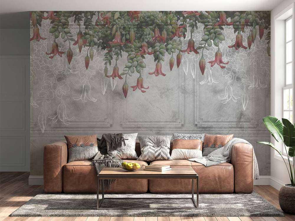 Klassisk grå panel med blommor