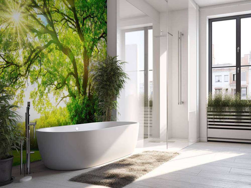 Träd med solstrålar