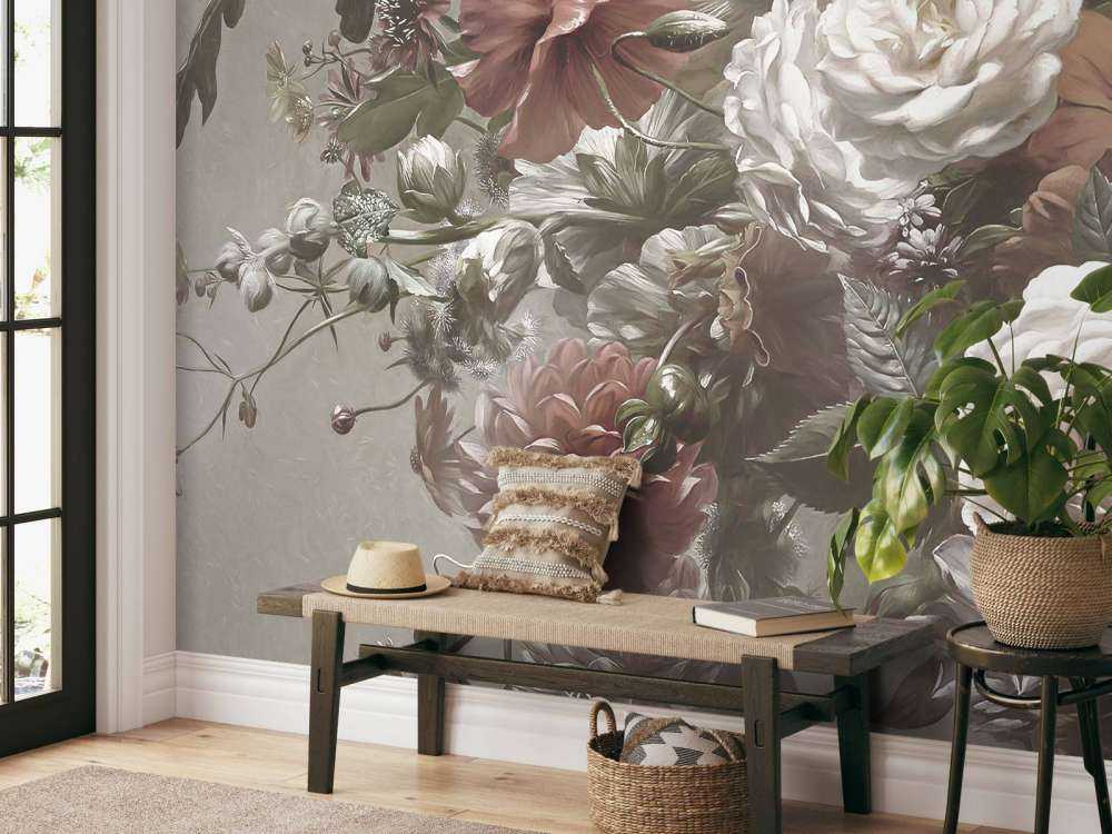 Stort buket med valmuer Creme