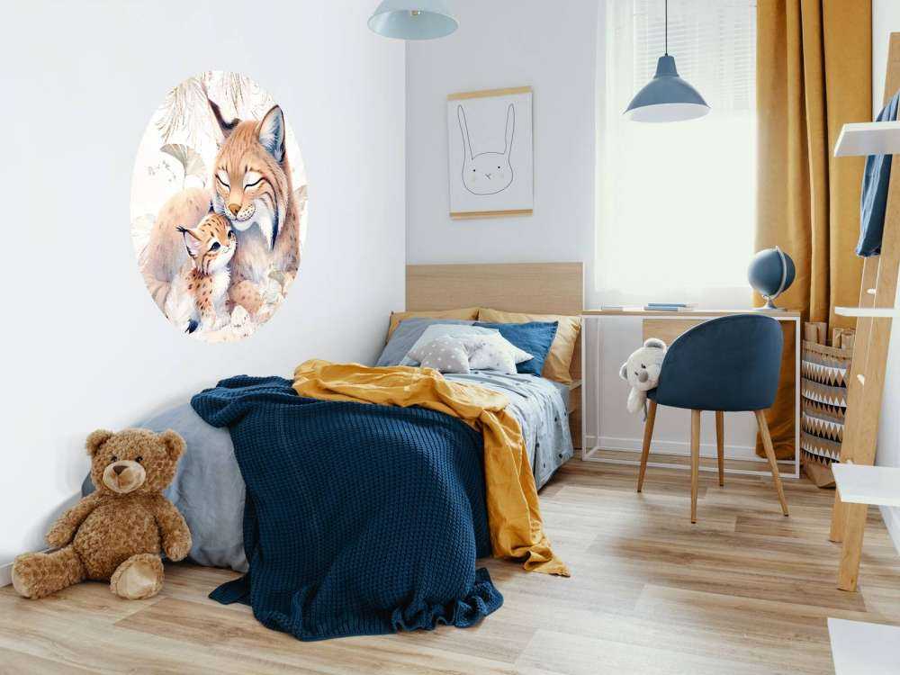 Kærlig lynx med unge