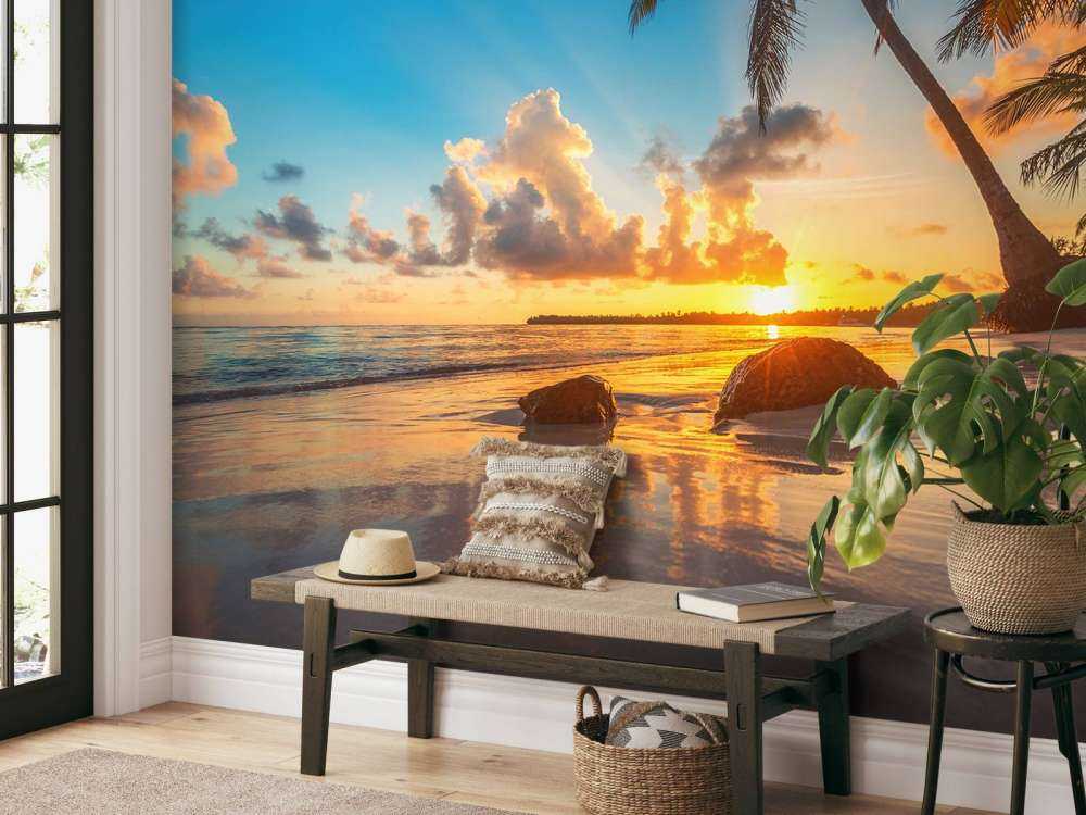 Palmetræer ved solnedgang