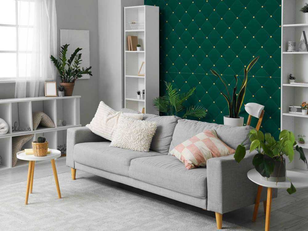 Mørkegrøn chesterfield mønster