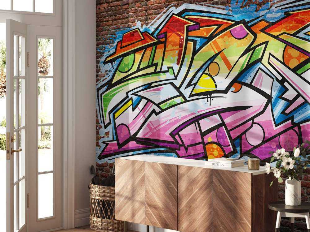 Graffiti på røde mursten