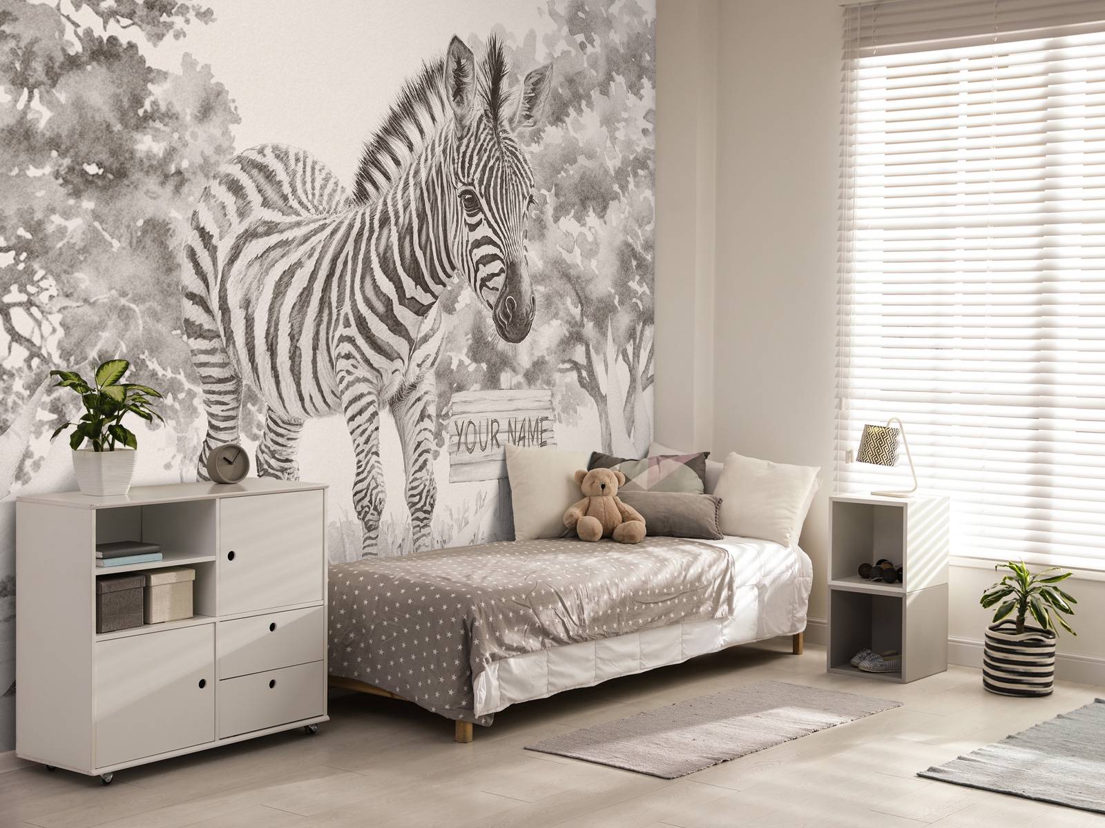 Ung zebra i naturen beige