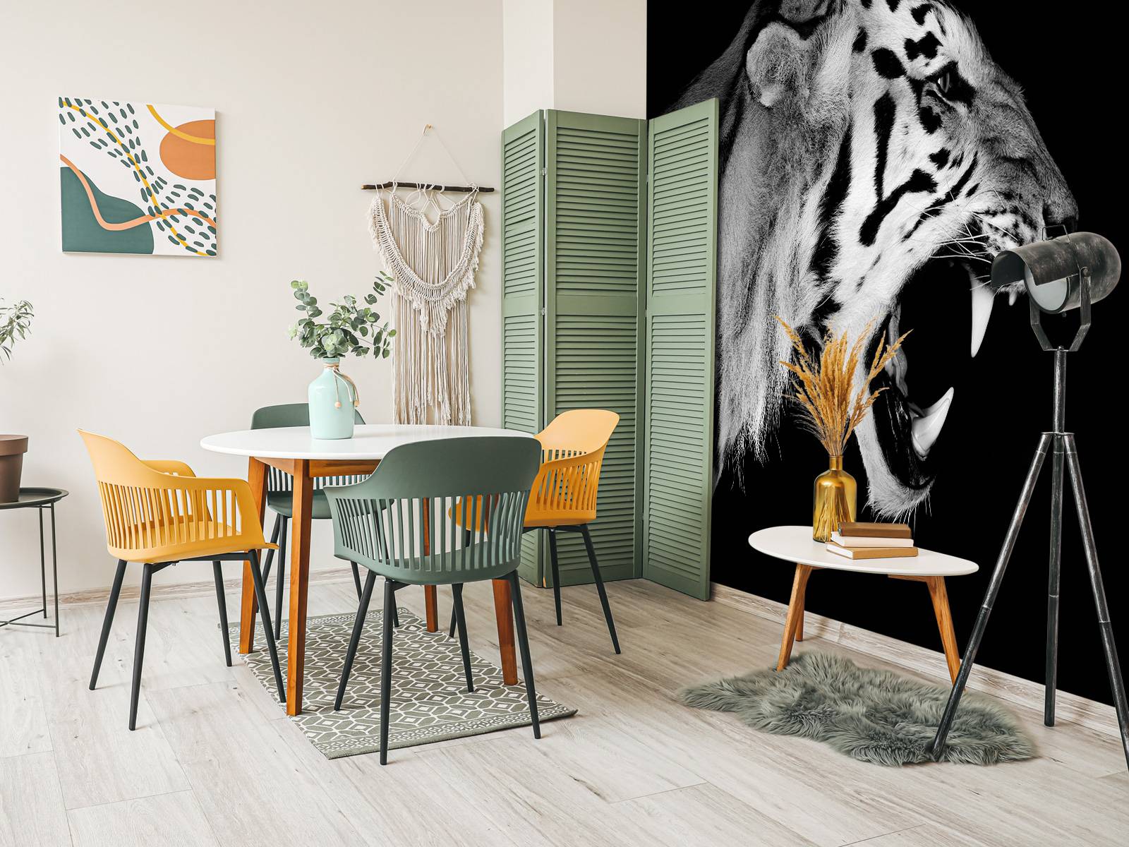 Fototapet - Brølende tiger sort - Fototapet, image size:1600x1200