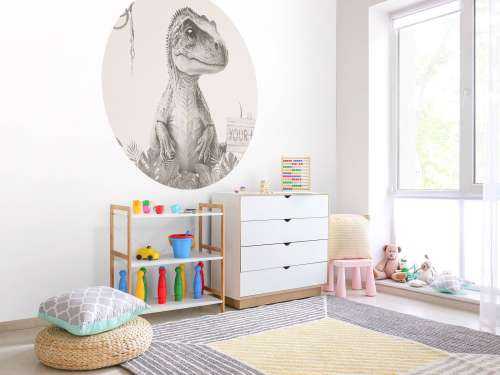Baby t-rex i den beige junglen