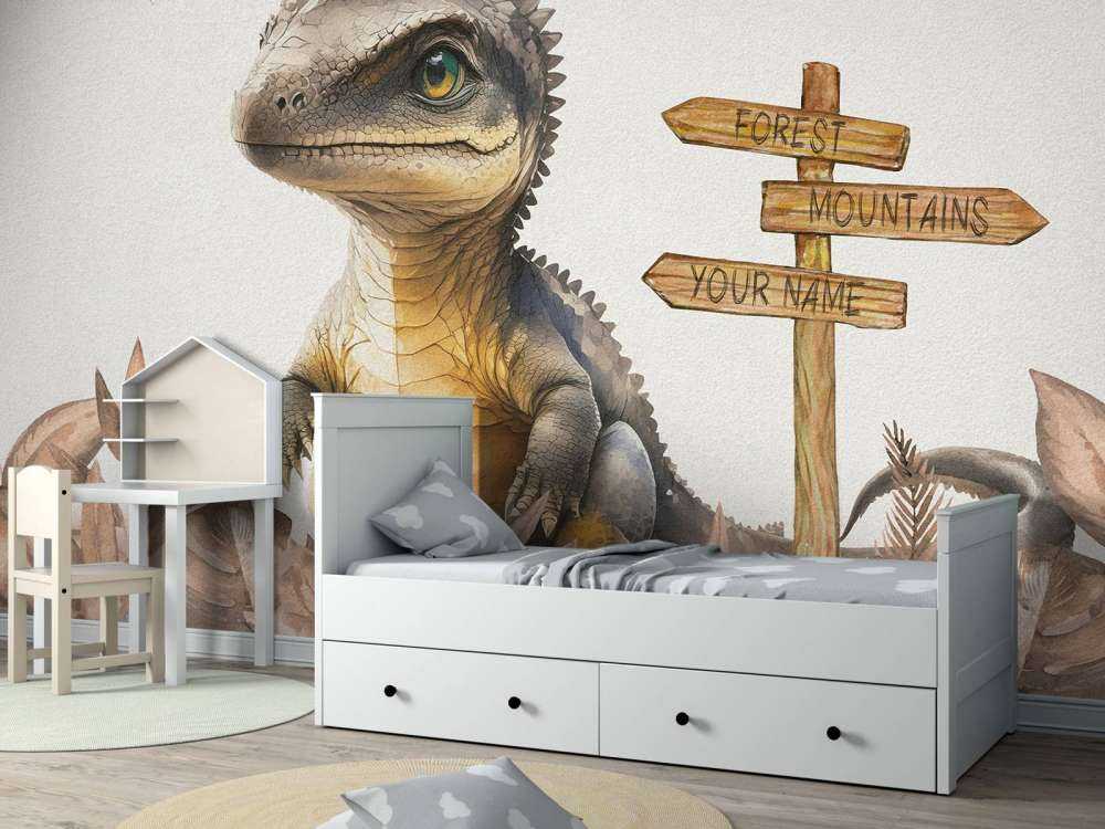 Baby spinosaurus i den taupefarvede junglen