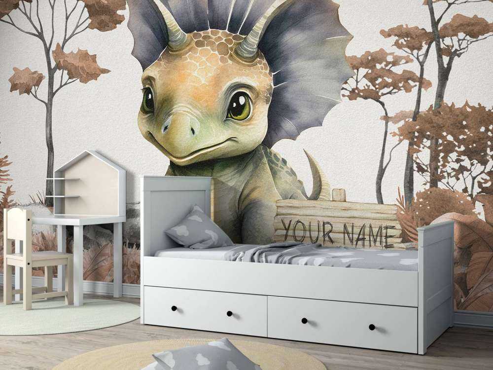 Baby triceratops i den taupefarvede junglen