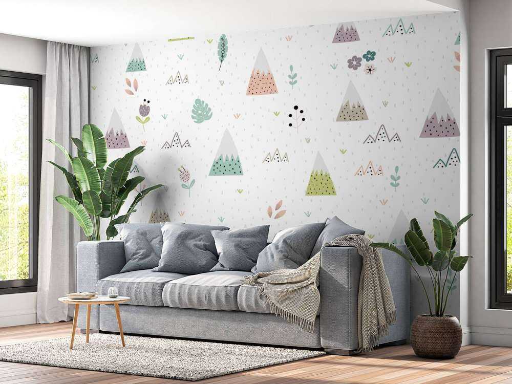 Bjerge, planter og blomster mønster