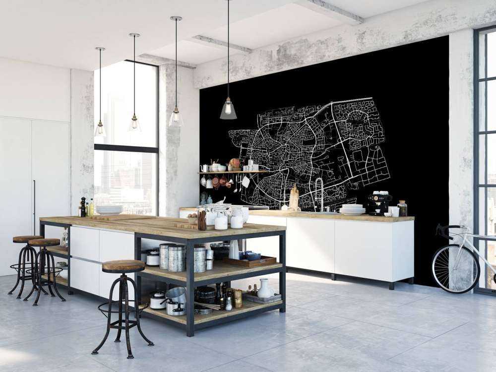 Kort over Leeuwarden, sort