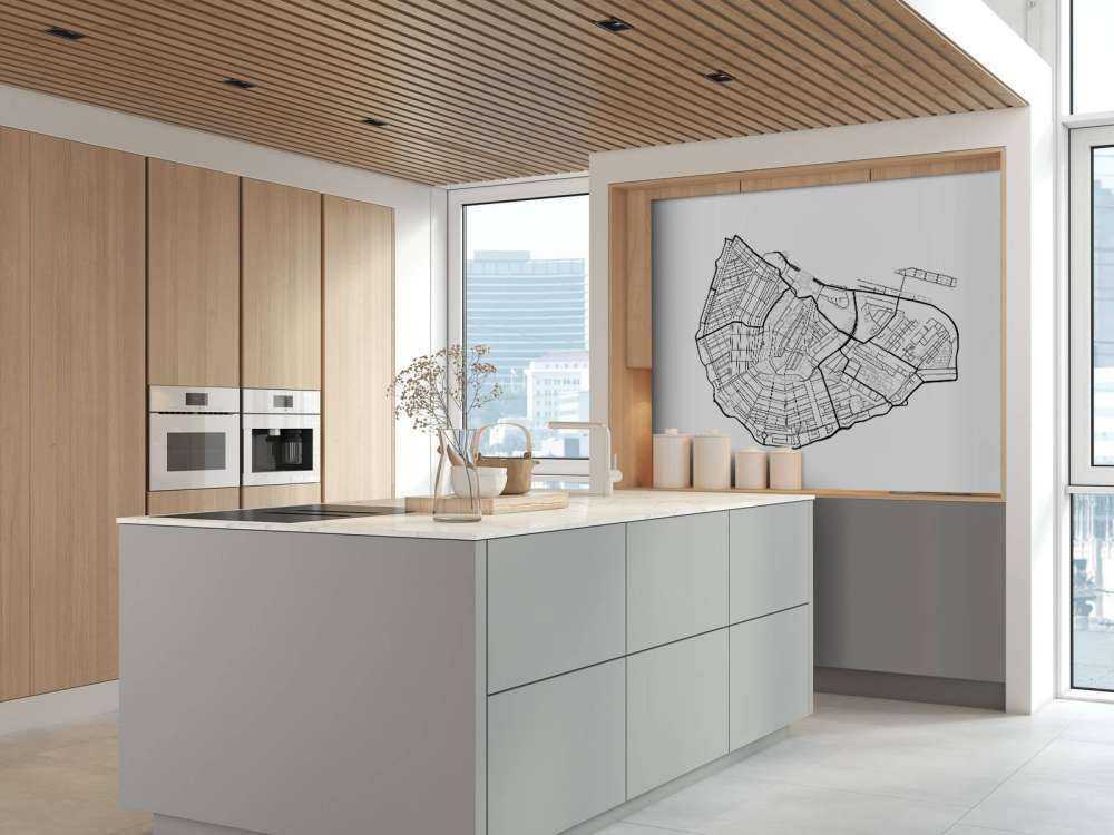 Amsterdam centrum kort, hvid