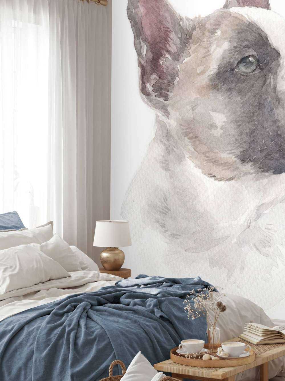 Akvarell fransk oksehund