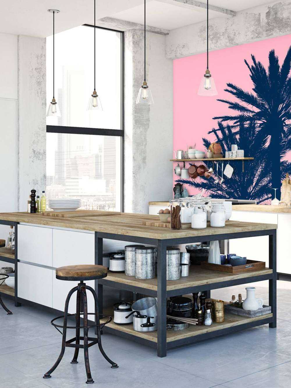 Palmer med rosa bakgrunn