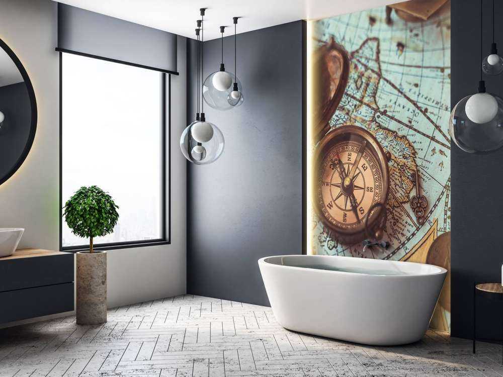 Vintage verdenskart med kompass