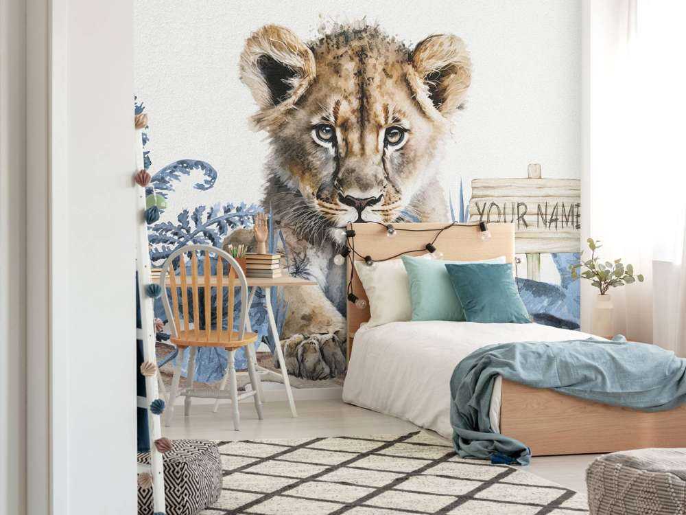 Ung løve i jungelen blå