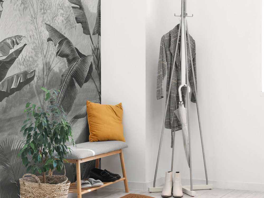 Banantrær i svart og hvitt