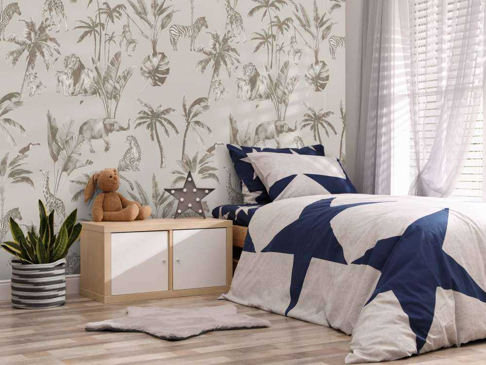 Dyrejungelmønster i taupe