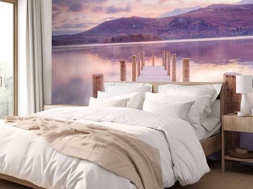 Trebrygge ved solnedgang