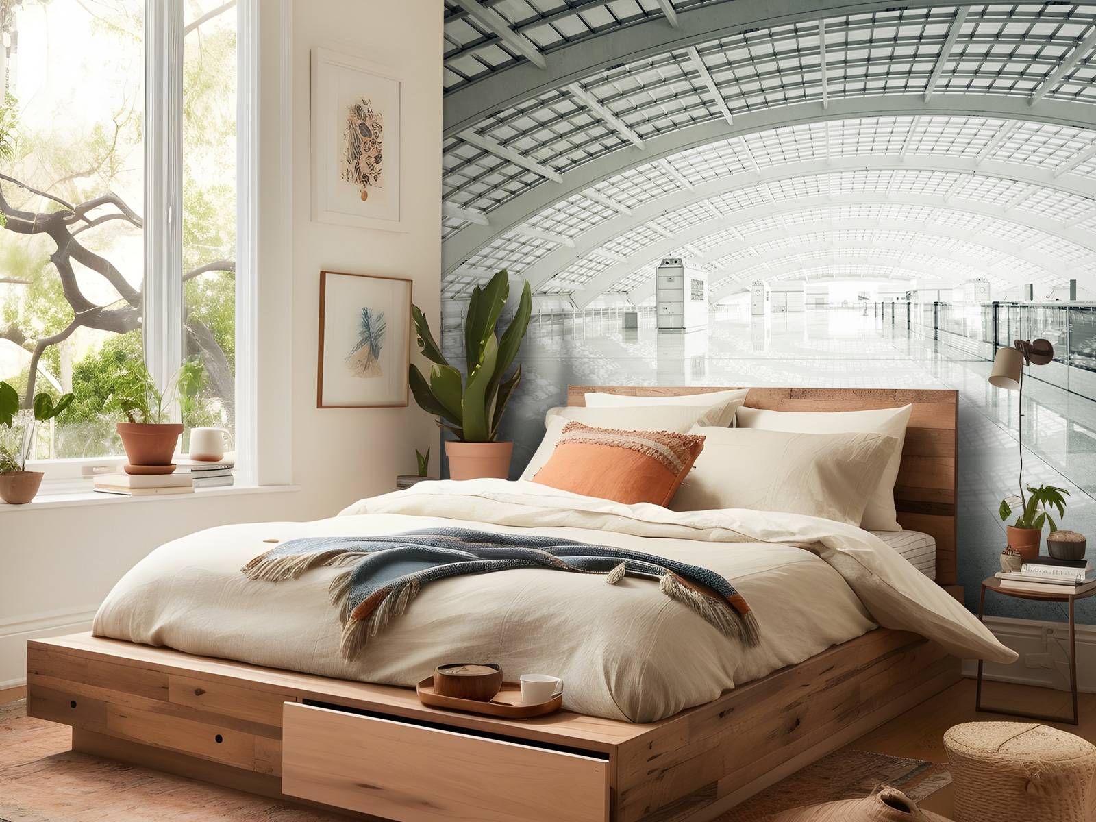 Moderne hall med avrunding