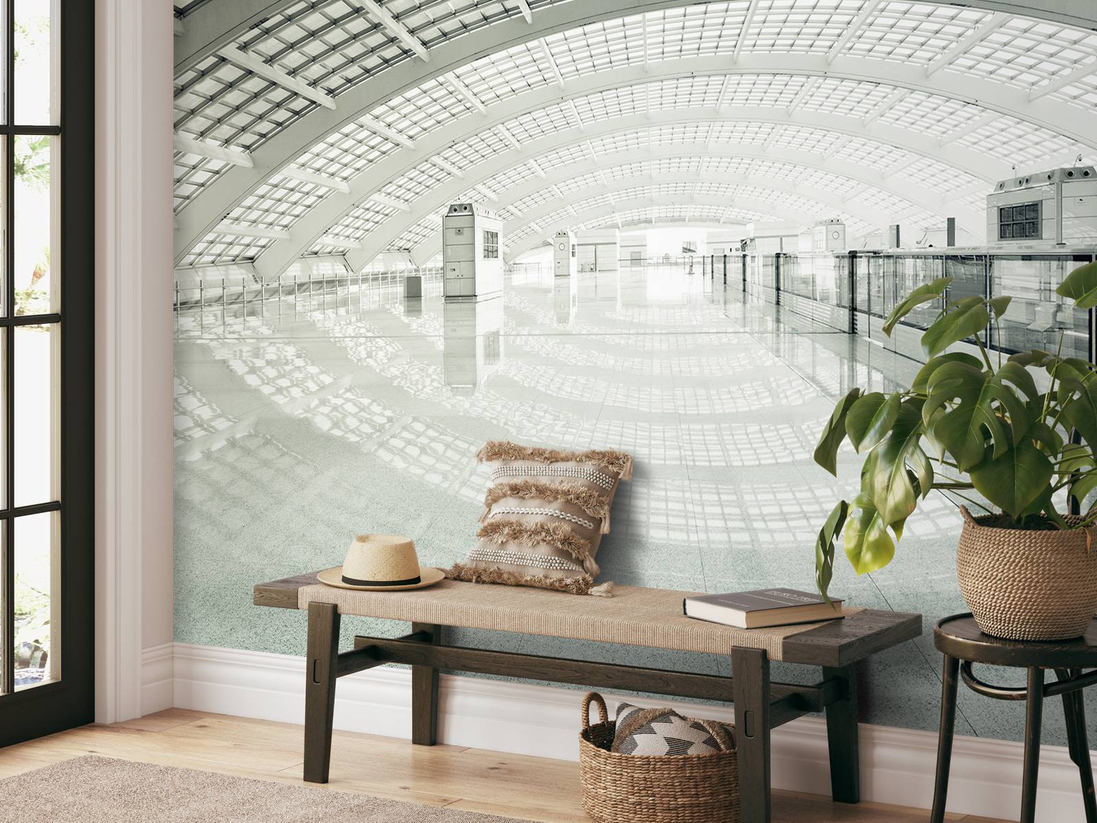 Moderne hall med avrunding
