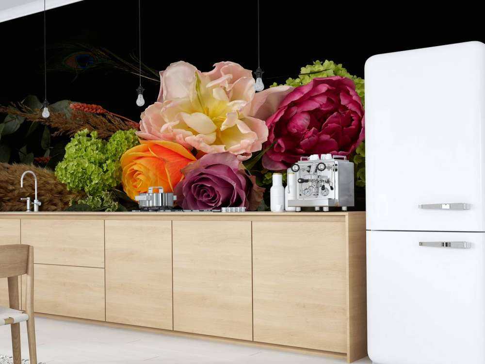 Blomsterbukett med fjær