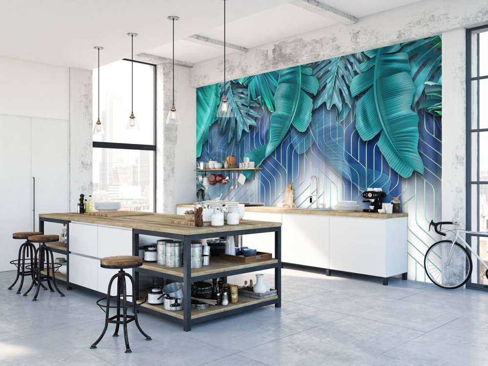 Grønne blader og grafiske grønne linjer virker