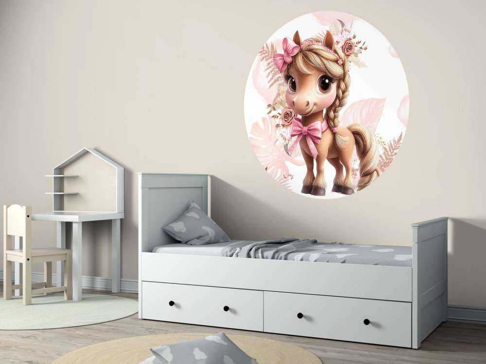 Elegant ponni med rosa sløyfe