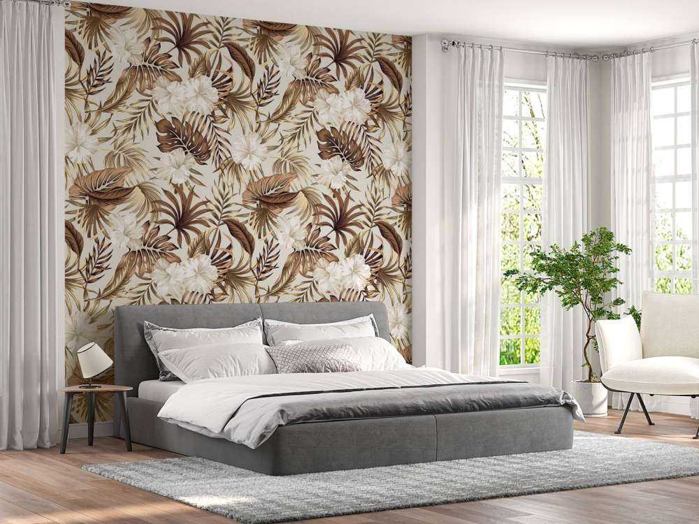 Tropiske blomster, beige