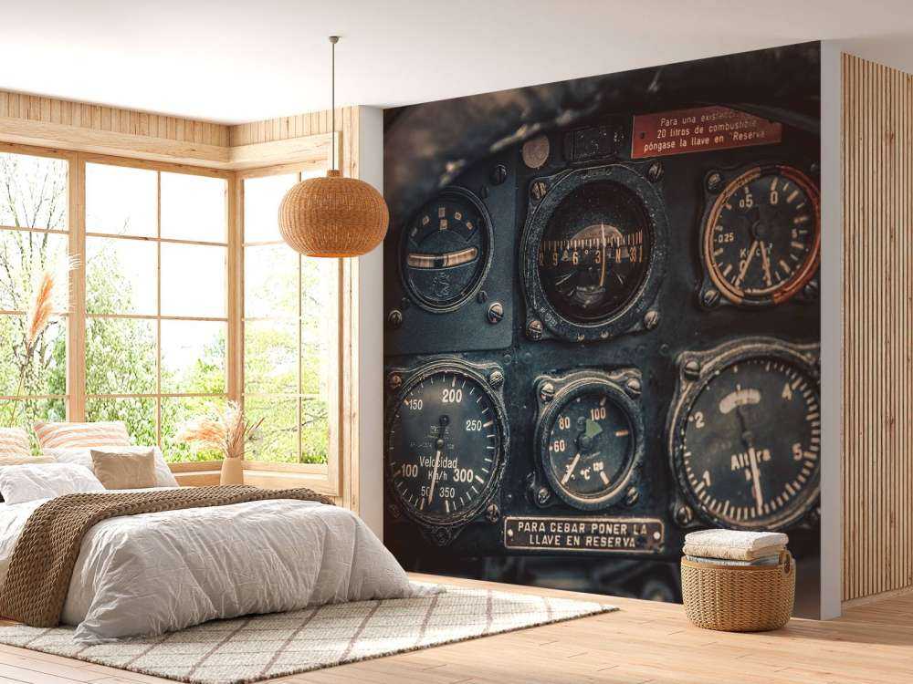 Vintage fly cockpit detalj