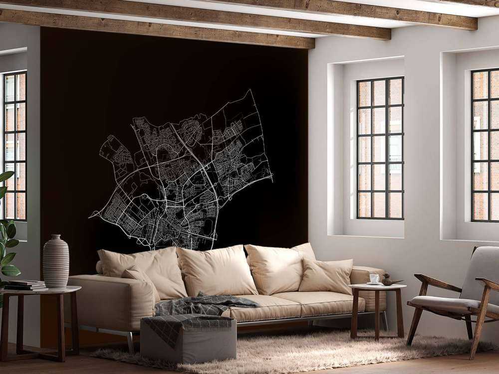 Kart over Den Bosch, svart