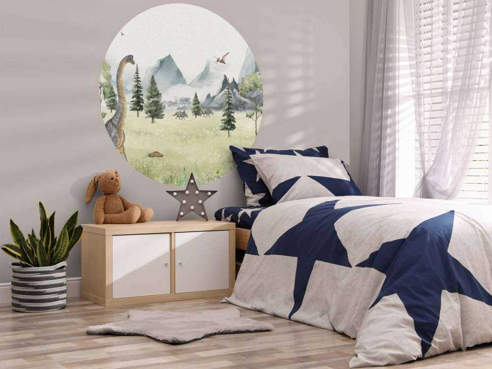 Landskap med dinosaurer i farger