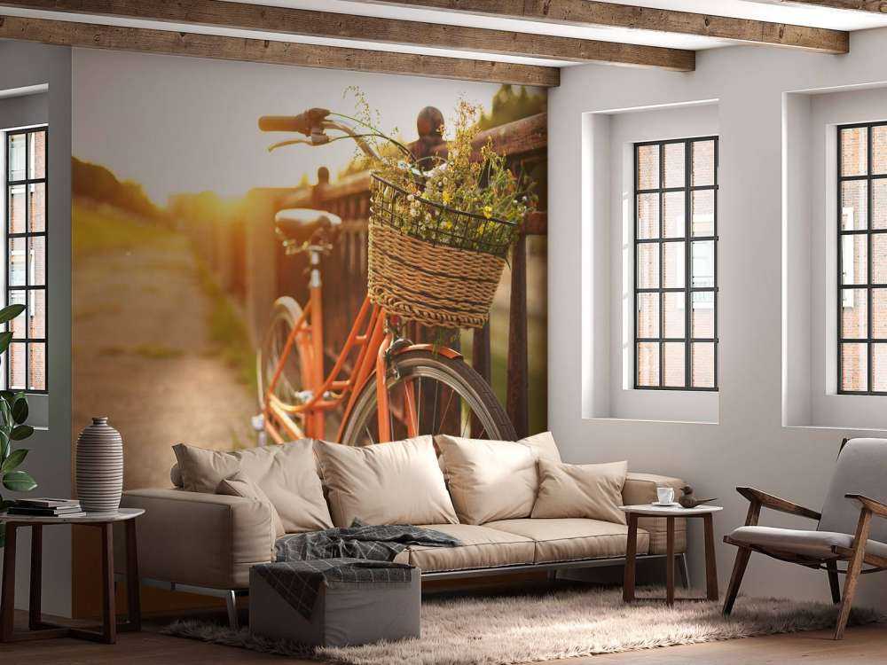 Rød sykkel med kurv