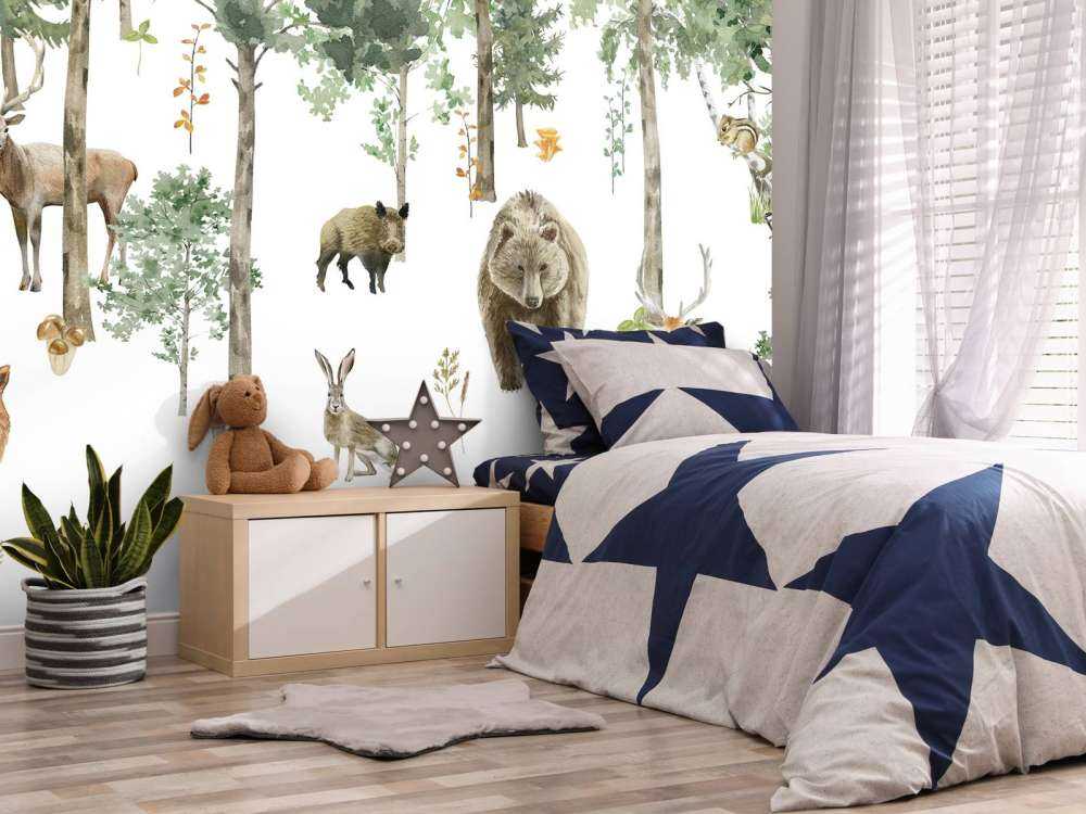 Skogdyr med akvarell