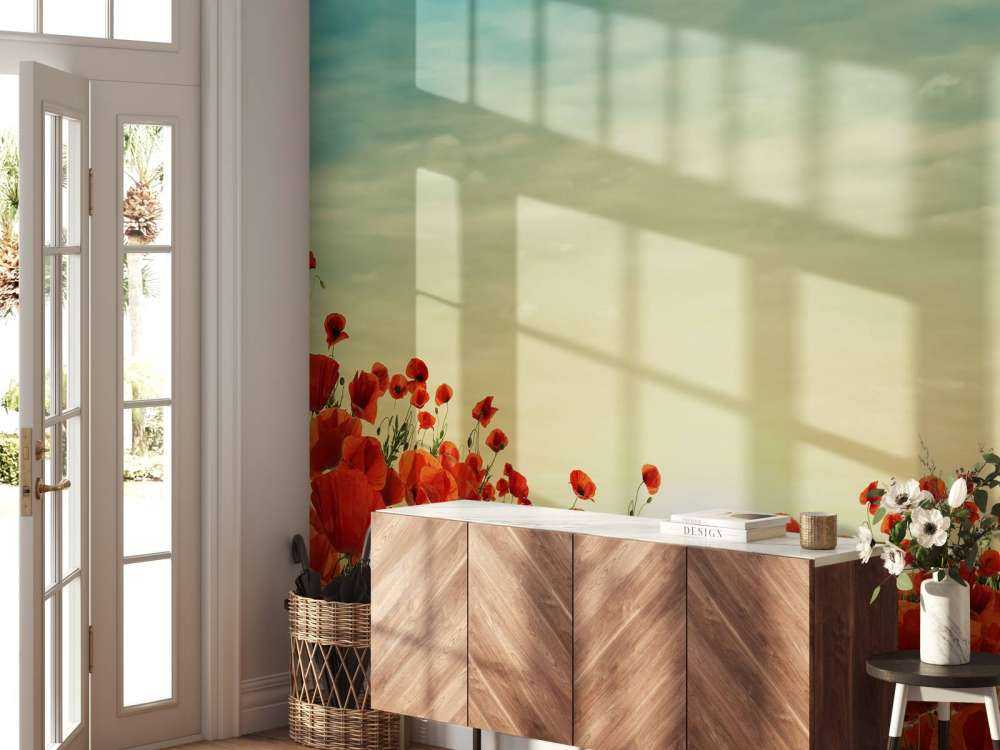 Valmuer med solnedgang