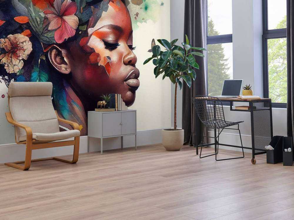 Watercolor Butterfly African Woman #1