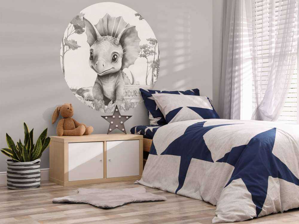 Baby triceratops i den beige junglen