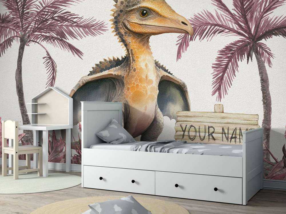 Baby pteranodon i den rosa junglen