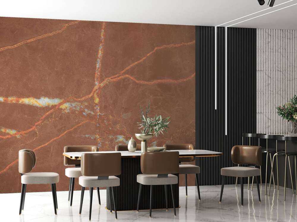 Terracotta marmor med linjer
