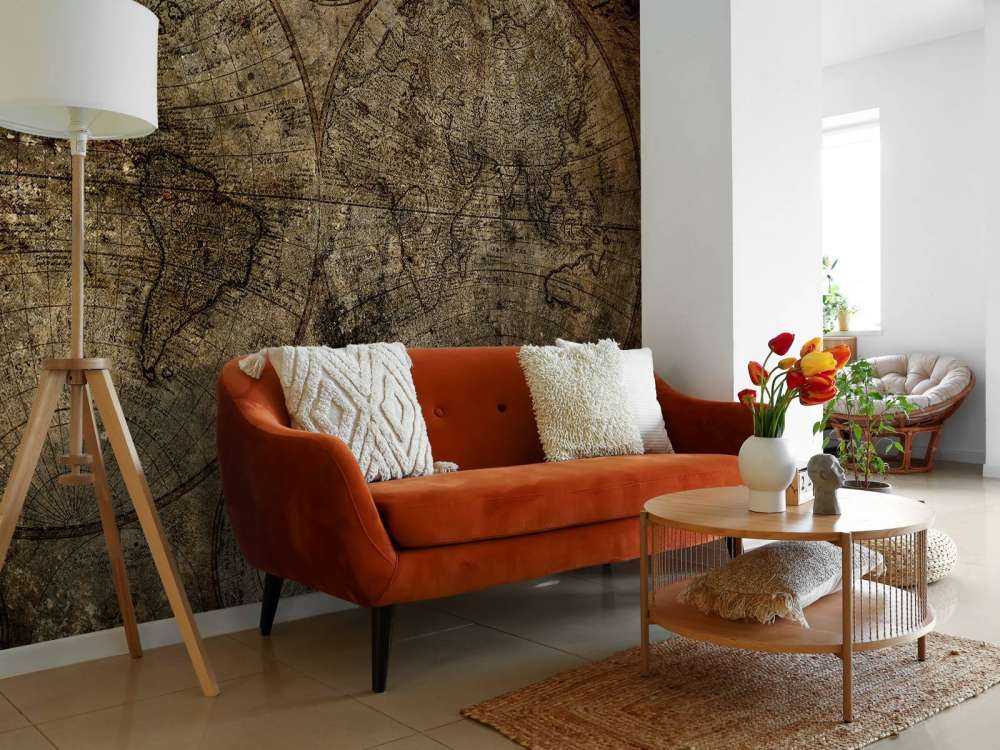 Gammelt brændt verdenskort